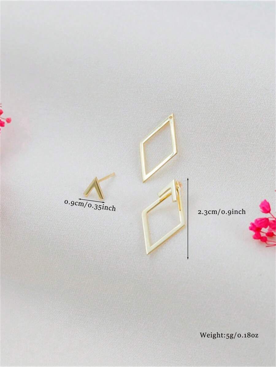Buy SHEIN CHOSHILAR 1pair Metallic Geometric Diamond Shaped Arrow Dangle Earrings, Two Way Wearing Design For Women in Pakistan