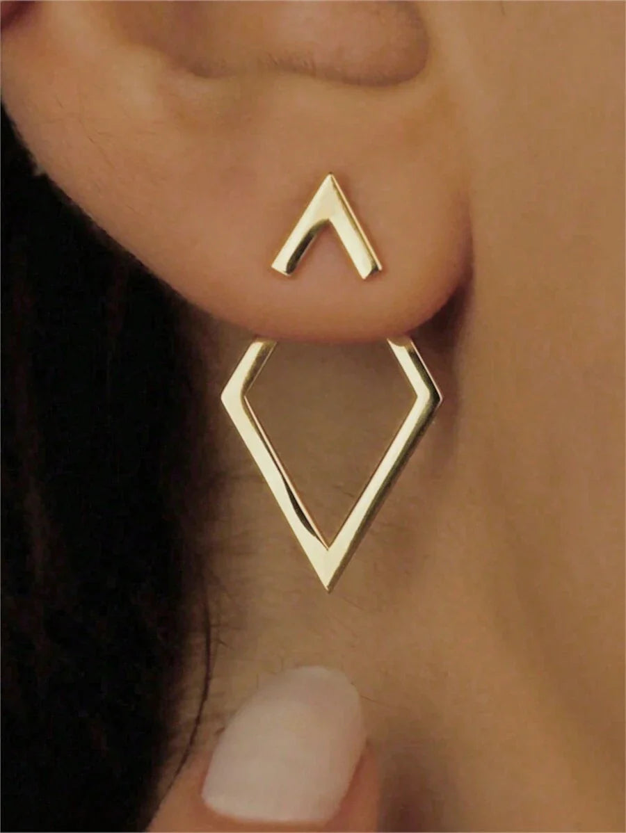 Buy SHEIN CHOSHILAR 1pair Metallic Geometric Diamond Shaped Arrow Dangle Earrings, Two Way Wearing Design For Women in Pakistan