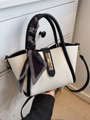 Buy SHEIN CONTAINEVERY Skinny Scarf Decor Satchel Bag With Inner Pouch in Pakistan