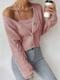 Buy SHEIN Cable Knit Drop Shoulder Cardigan & Cami Knit Top in Pakistan