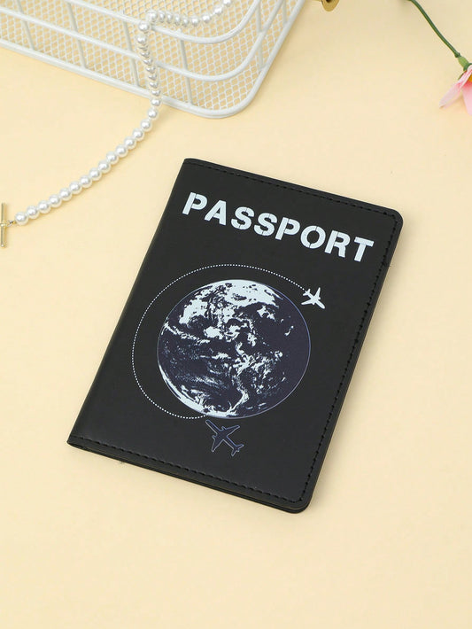 Buy SHEIN Cartoon Airplane, Earth, And Letter Print Travel Passport Holder For Men And Women Students in Pakistan