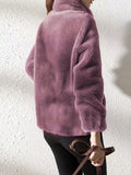 Buy SHEIN Casual Solid Color Double Fleece Stand Collar Jacket For Autumn/Winter in Pakistan