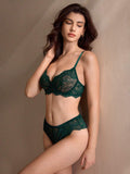Buy SHEIN Charlaine Women's Plain Lace Patchwork Sheer Camisole Bra And Thong Panty Lingerie Set in Pakistan