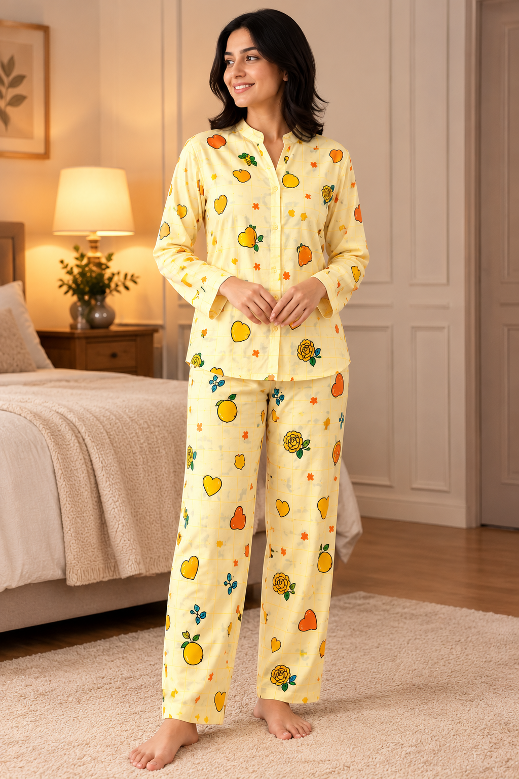 Buy Lemon Whimsy Linen Pajama Set in Pakistan