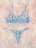 Buy SHEIN Classic Sexy Embroidered Mesh Underwire Lingerie Set in Pakistan