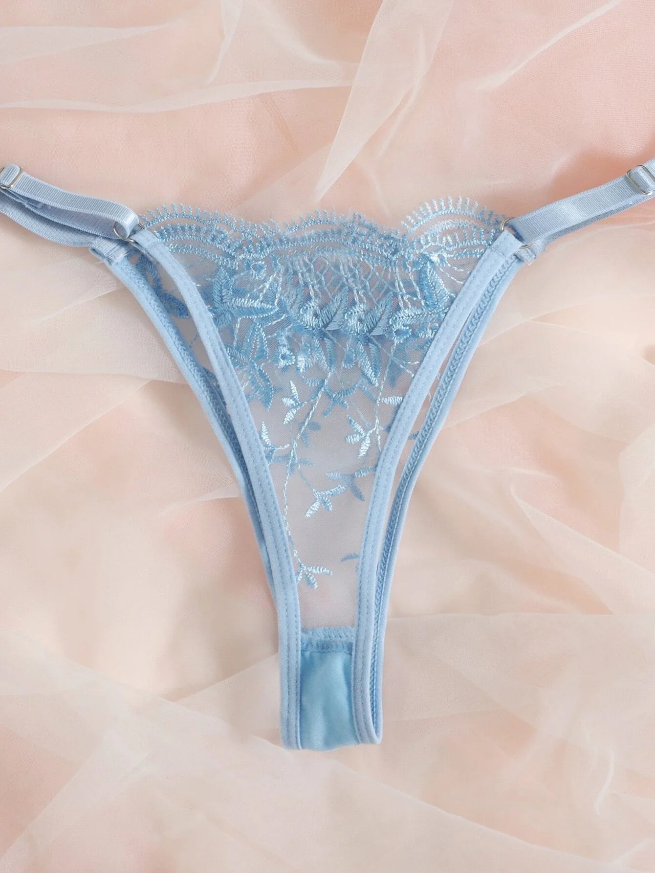 Buy SHEIN Classic Sexy Embroidered Mesh Underwire Lingerie Set in Pakistan