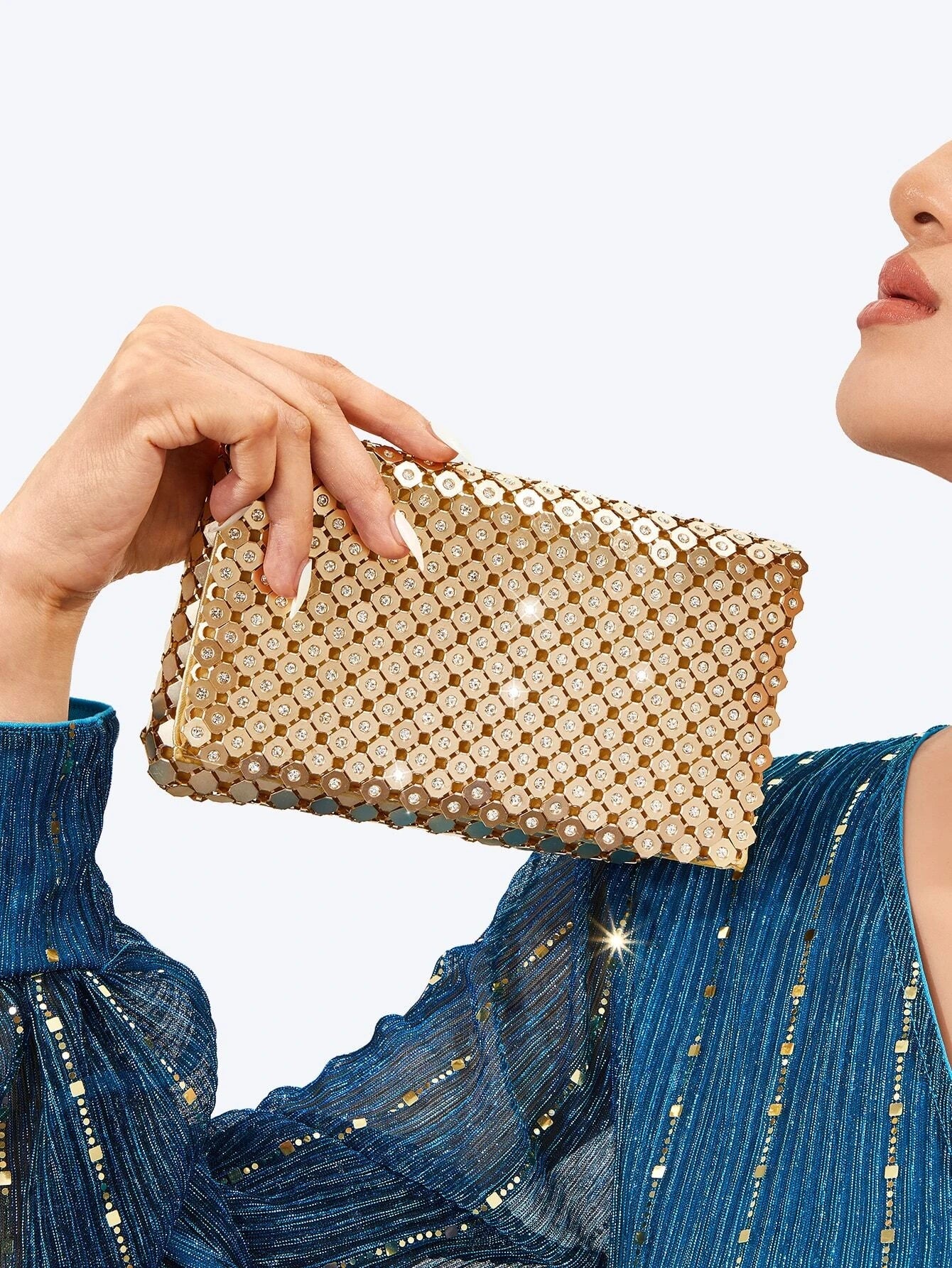 Buy SHEIN Clutch Bag Evening Party Bag Glitter Small Purse with Detachable Chain Strap Any Prom Clutch Walle in Pakistan