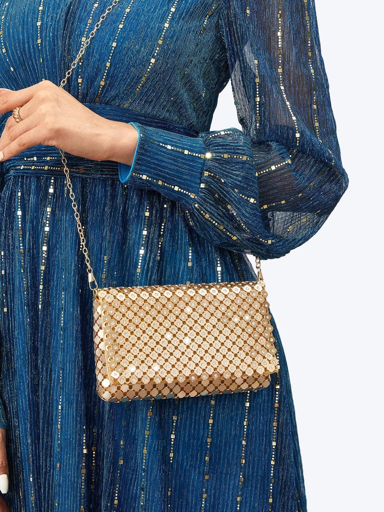 Buy SHEIN Clutch Bag Evening Party Bag Glitter Small Purse with Detachable Chain Strap Any Prom Clutch Walle in Pakistan