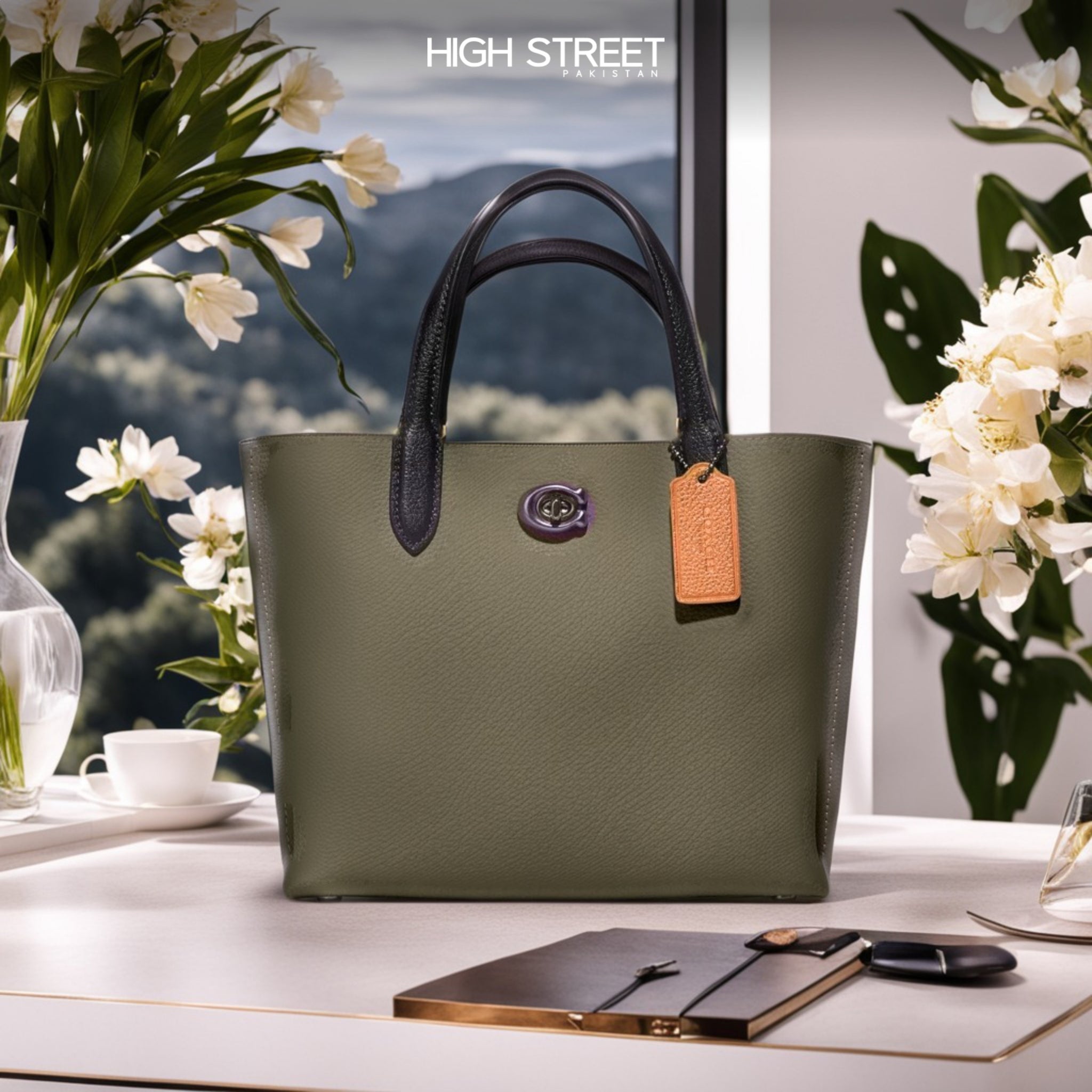 Buy Coach Willow Shoulder Bag Medium - Army Green in Pakistan