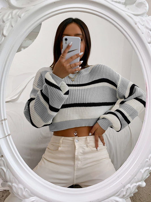 Buy SHEIN Color Block Drop Shoulder Sweater in Pakistan