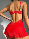 Buy SHEIN Contrast Lace Underwire Mesh Slips With Thong in Pakistan