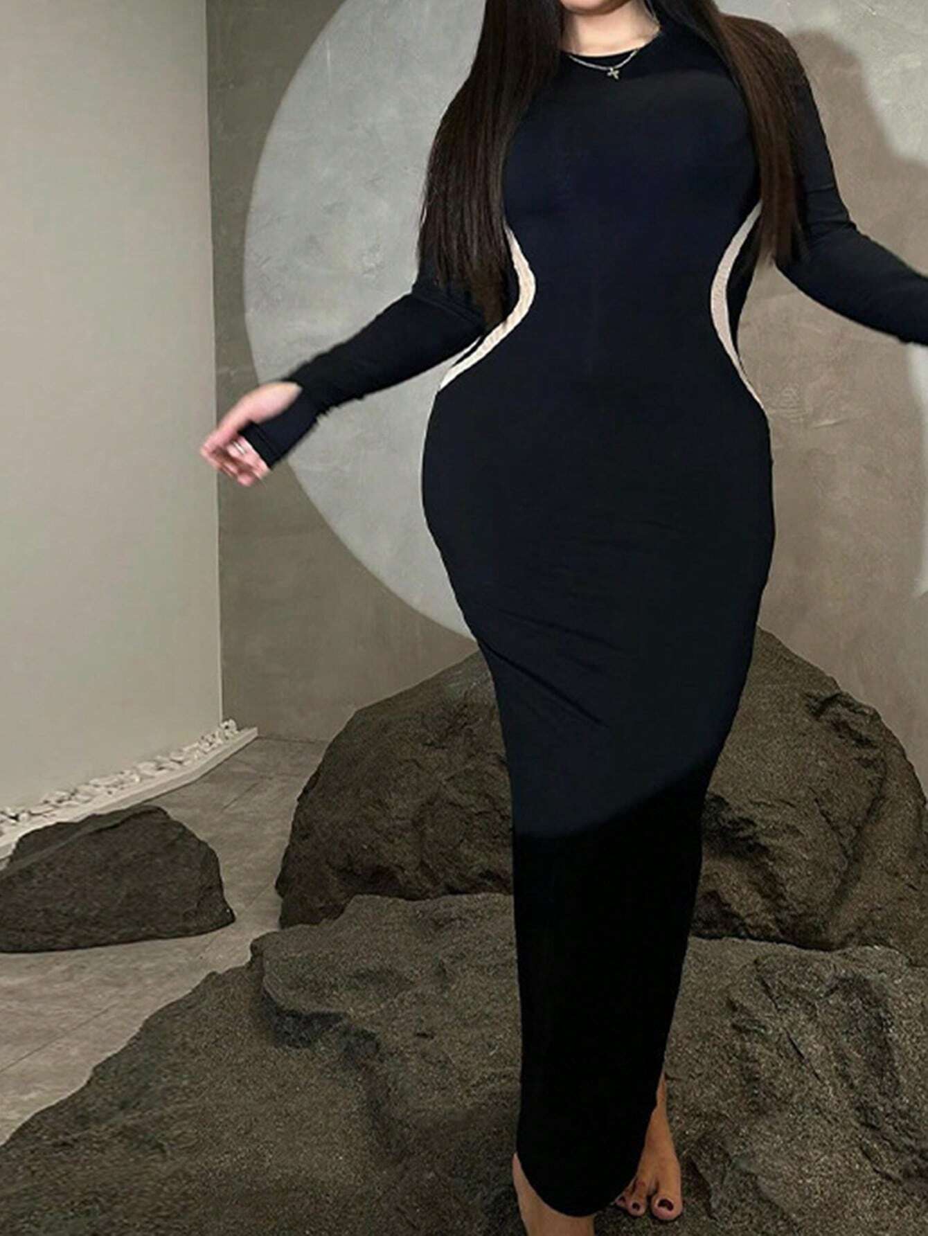 Buy SHEIN Contrast Panel Bodycon Dress in Pakistan