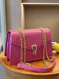 Buy SHEIN Crocodile Pattern Flap Small Square Bag Metal Trim Fashion Shoulder Bag in Pakistan