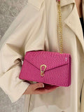 Buy SHEIN Crocodile Pattern Flap Small Square Bag Metal Trim Fashion Shoulder Bag in Pakistan