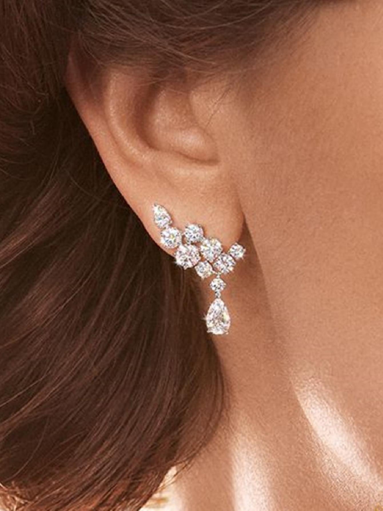 Buy SHEIN Cubic Zirconia Decor Drop Earrings in Pakistan