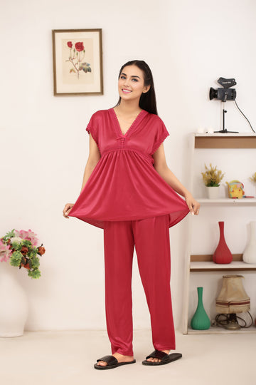 Buy Sajiero Silk PJ Set - Avena - Pink in Pakistan