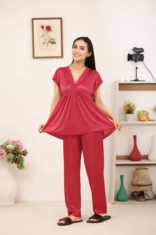 Buy Sajiero Silk PJ Set - Avena - Pink in Pakistan