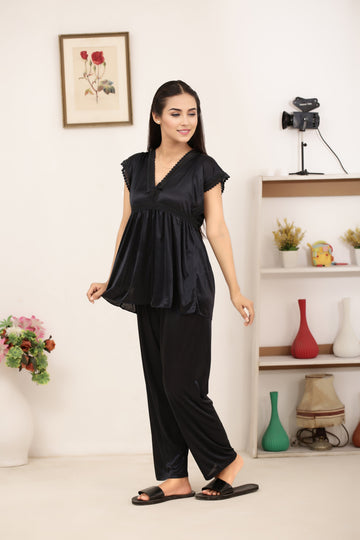 Buy Sajiero Silk PJ Set - Avena - Black in Pakistan