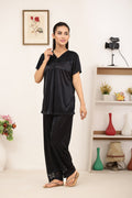 Buy Sajiero Silk PJ Set - Miren - Black in Pakistan