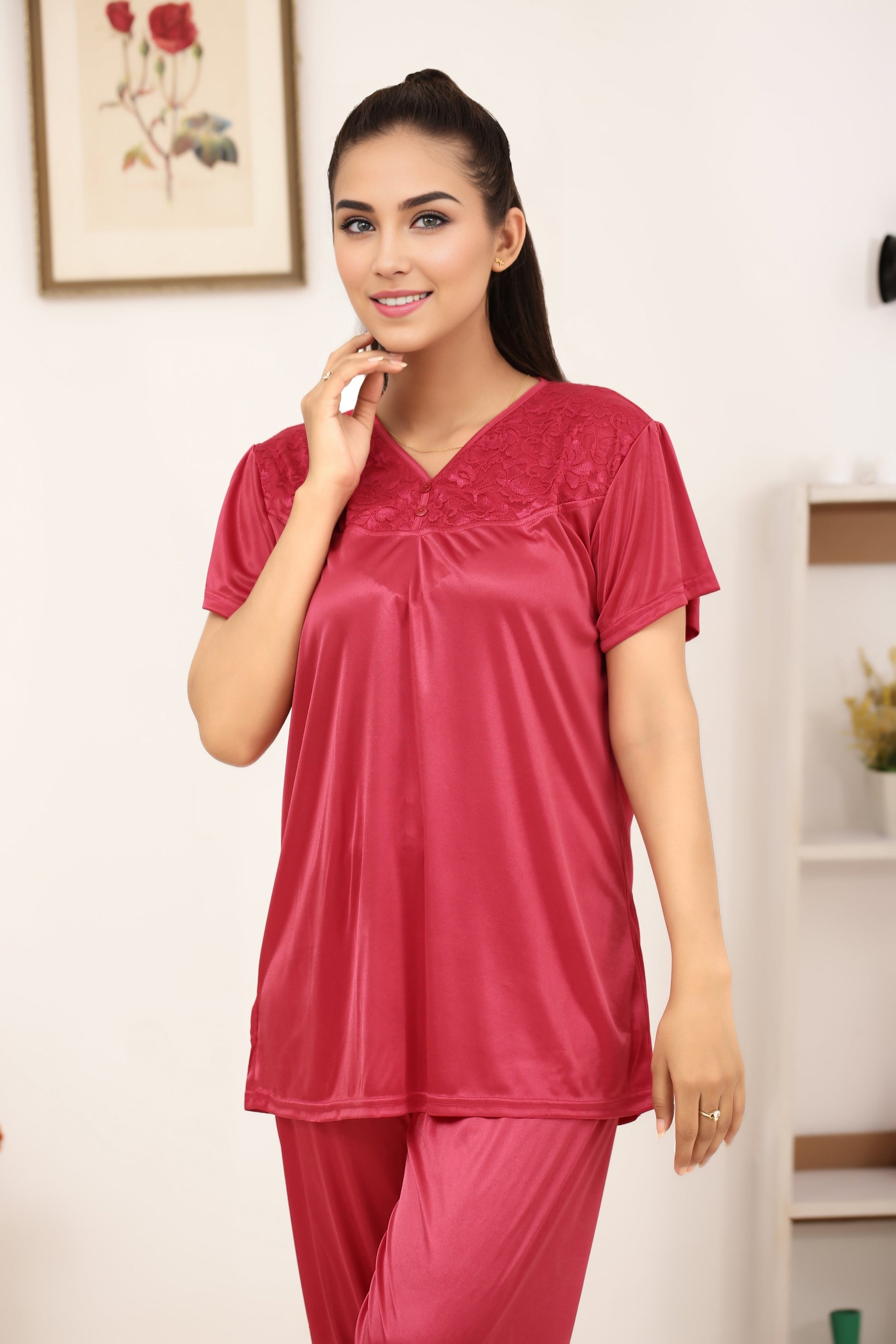 Buy Sajiero Silk PJ Set - Miren - Pink in Pakistan