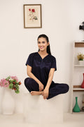 Buy Sajiero Silk PJ Set - Miren - Dark Blue in Pakistan