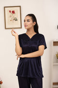 Buy Sajiero Silk PJ Set - Miren - Dark Blue in Pakistan