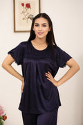 Buy Sajiero Silk PJ Set - Cenra - Dark Blue in Pakistan