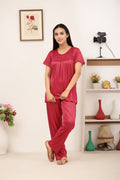 Buy Sajiero Silk PJ Set - Cenra - Pink in Pakistan