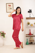 Buy Sajiero Silk PJ Set - Cenra - Pink in Pakistan