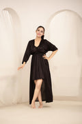 Buy Sajiero Gown Set - Nerra Silk - Dark Grey in Pakistan