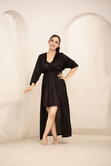Buy Sajiero Gown Set - Nerra Silk - Dark Grey in Pakistan