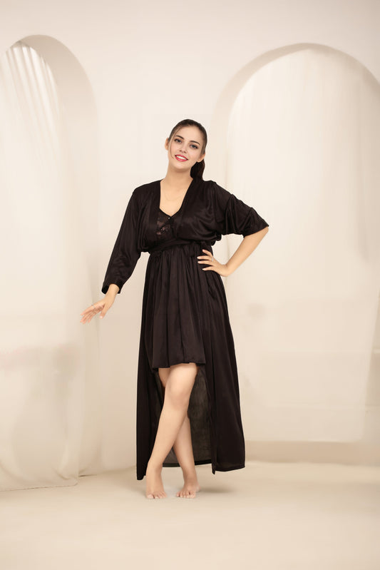 Buy Sajiero Gown Set - Nerra Silk - Dark Grey in Pakistan