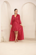 Buy Sajiero Gown Set - Nerra Silk - Maroon in Pakistan