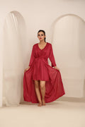 Buy Sajiero Gown Set - Nerra Silk - Maroon in Pakistan