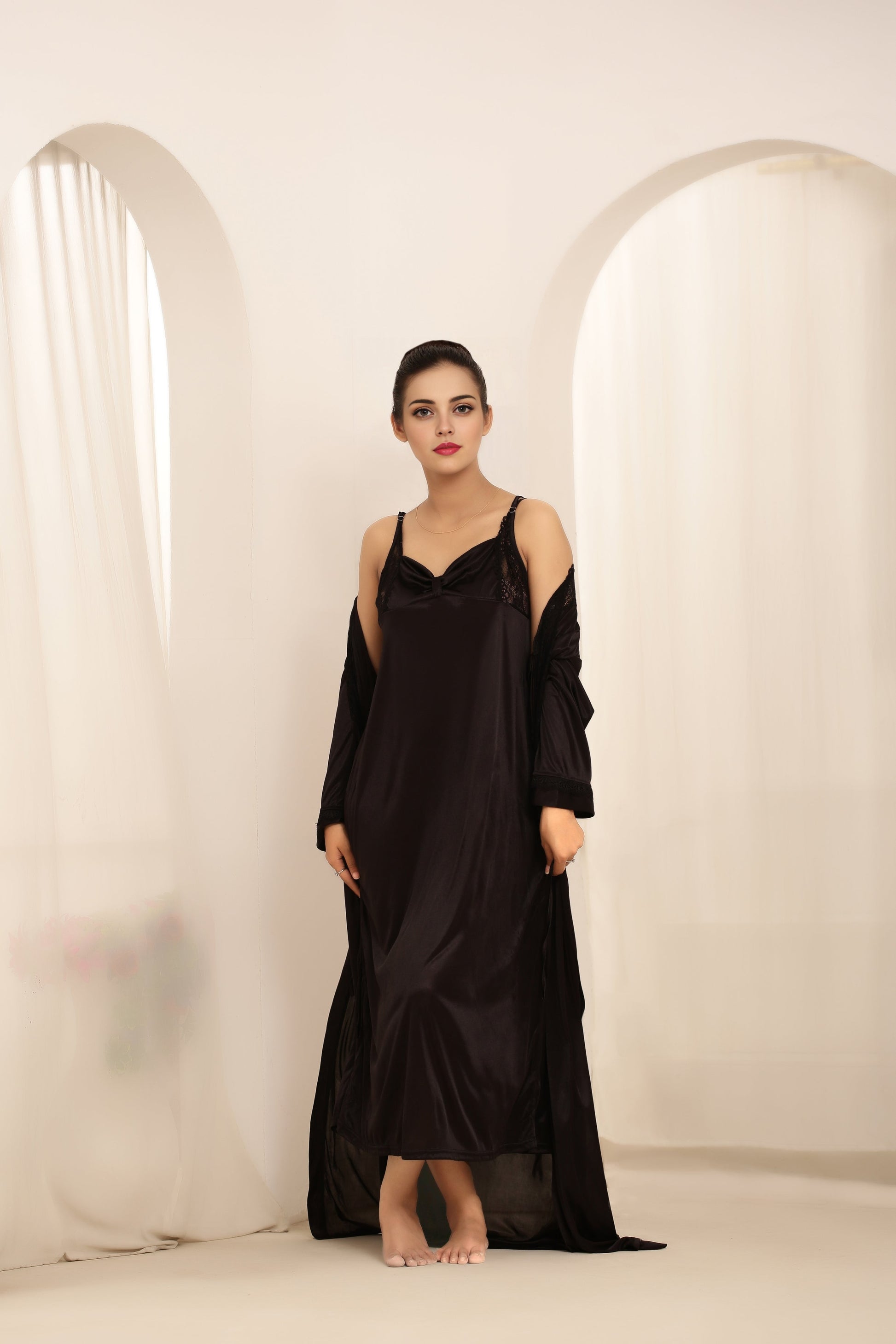 Buy Sajiero Gown Set - Liora Silk - Dark Grey in Pakistan