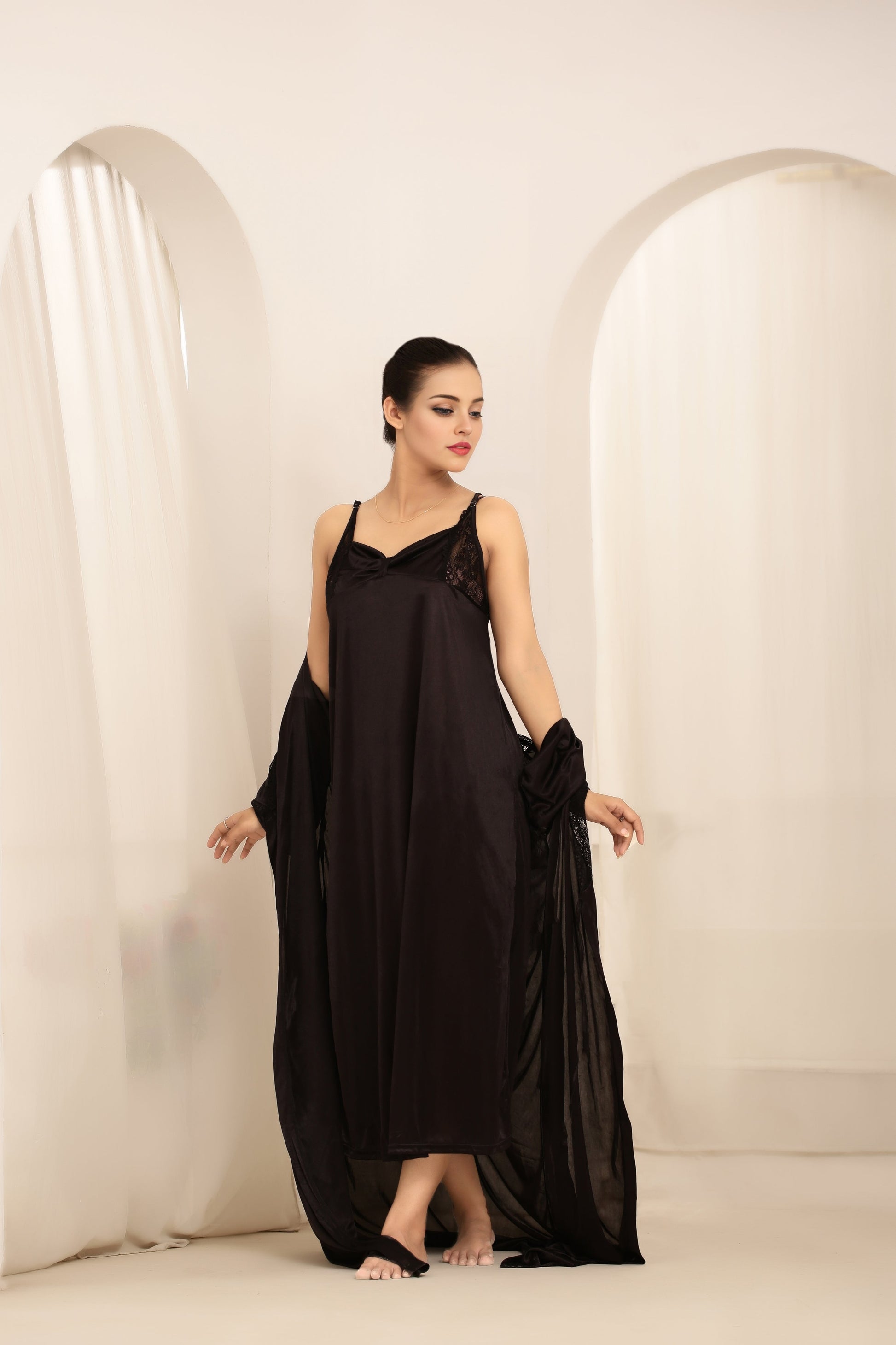 Buy Sajiero Gown Set - Liora Silk - Dark Grey in Pakistan