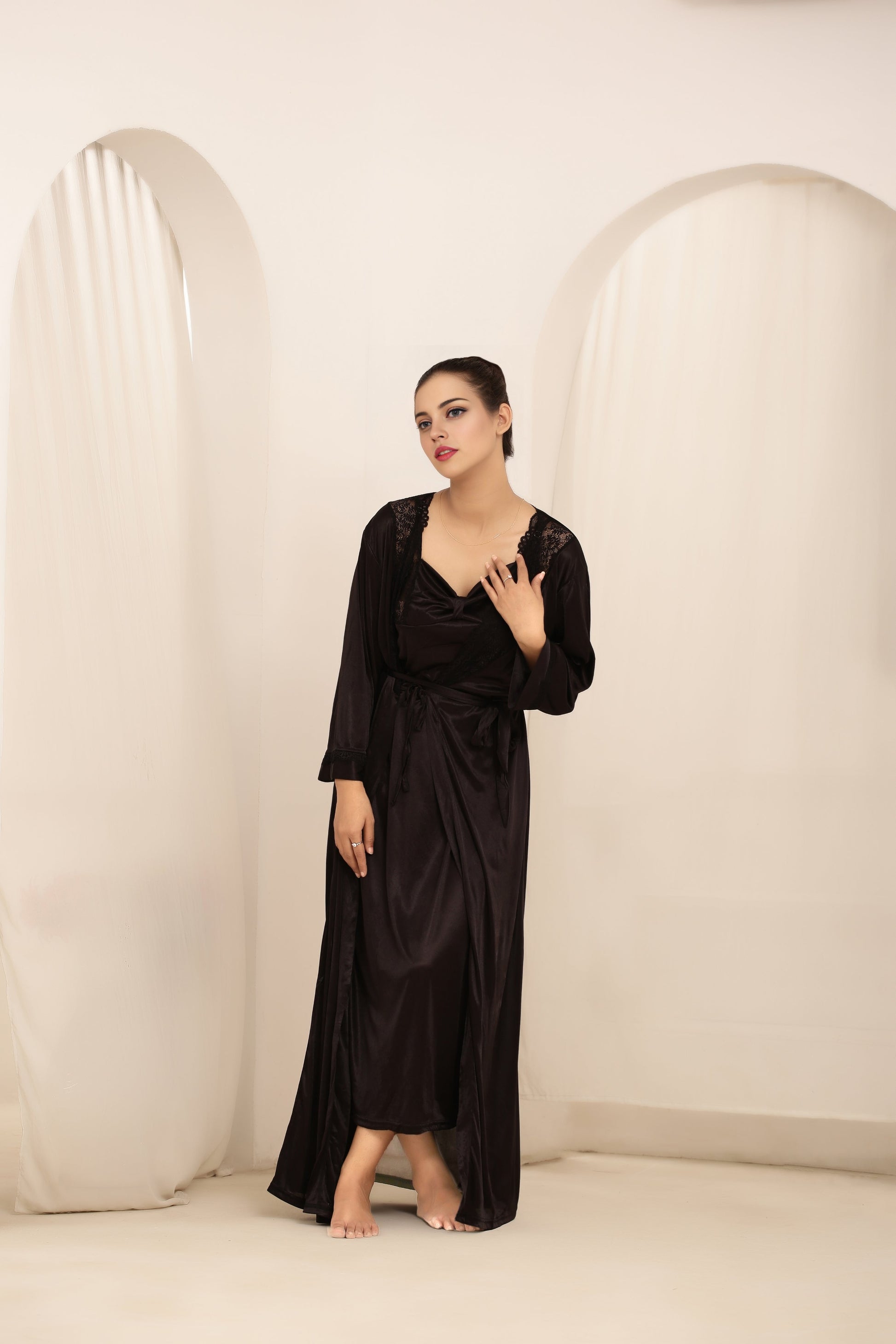 Buy Sajiero Gown Set - Liora Silk - Dark Grey in Pakistan