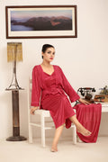 Buy Sajiero Gown Set - Liora Silk - Maroon in Pakistan