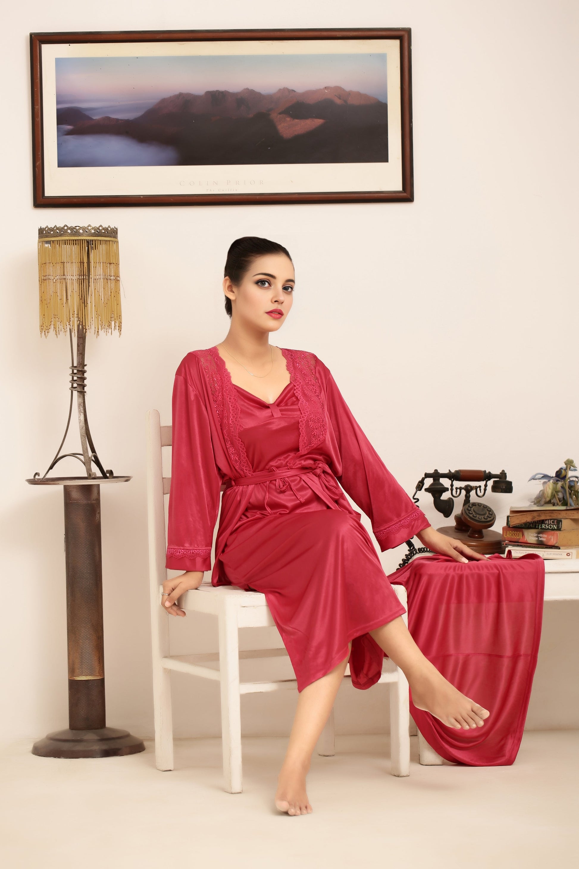 Buy Sajiero Gown Set - Liora Silk - Maroon in Pakistan