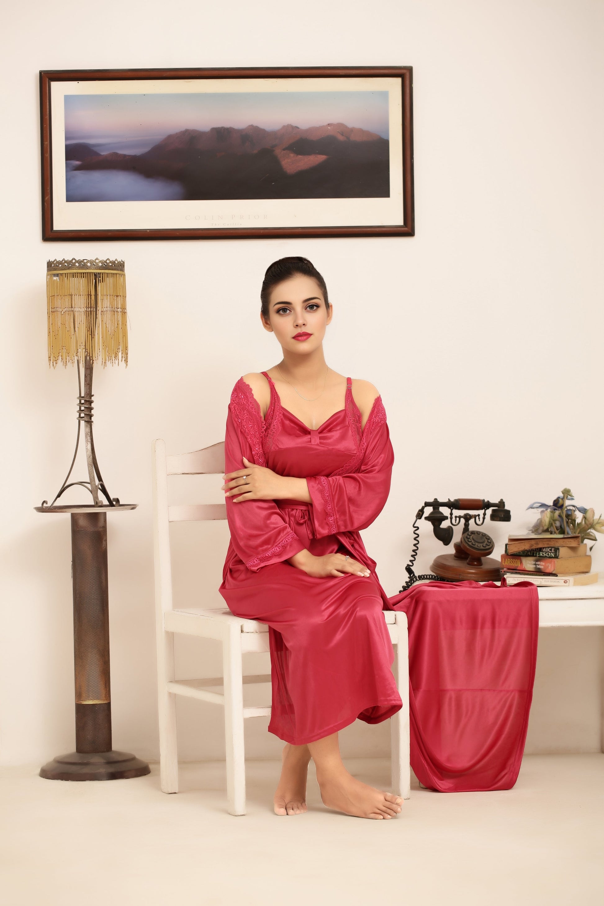 Buy Sajiero Gown Set - Liora Silk - Maroon in Pakistan
