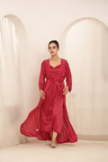 Buy Sajiero Gown Set - Liora Silk - Maroon in Pakistan