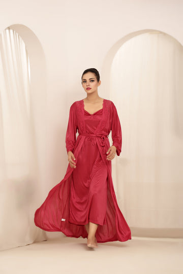 Buy Sajiero Gown Set - Liora Silk - Maroon in Pakistan