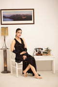 Buy Sajiero Gown Set - Orina Silk - Dark Grey in Pakistan