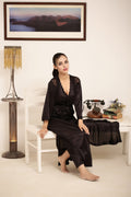 Buy Sajiero Gown Set - Orina Silk - Dark Grey in Pakistan