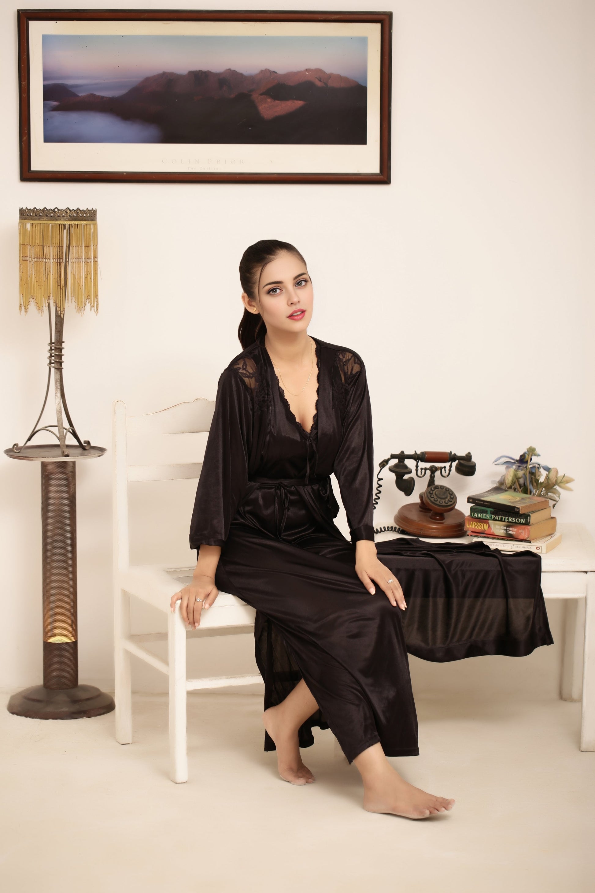 Buy Sajiero Gown Set - Orina Silk - Dark Grey in Pakistan