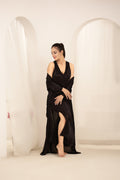 Buy Sajiero Gown Set - Orina Silk - Dark Grey in Pakistan