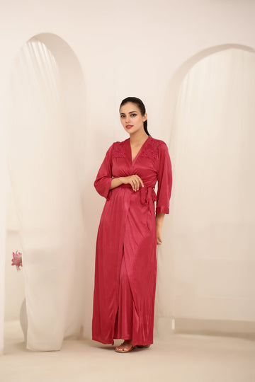 Buy Sajiero Gown Set - Orina Silk - Maroon in Pakistan