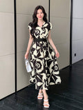 Buy SHEIN DAZY Allover Flowers Print Belted Short Dress in Pakistan