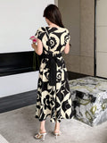Buy SHEIN DAZY Allover Flowers Print Belted Short Dress in Pakistan