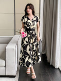 Buy SHEIN DAZY Allover Flowers Print Belted Short Dress in Pakistan